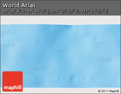 Physical 3D Map of the Area around 18° 1' 4" S, 114° 49' 29" E