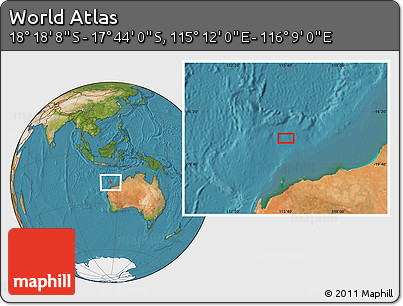 Satellite Location Map of the Area around 18° 1' 4" S, 115° 40' 30" E