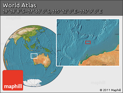 Satellite Location Map of the Area around 18° 1' 4" S, 115° 40' 30" E