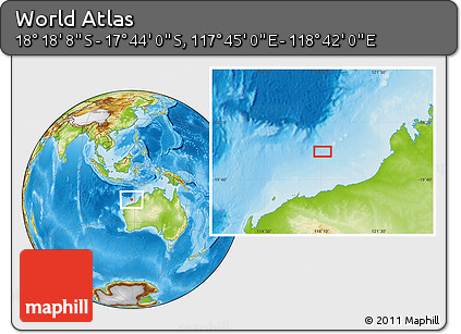 Physical Location Map of the Area around 18° 1' 4" S, 118° 13' 29" E