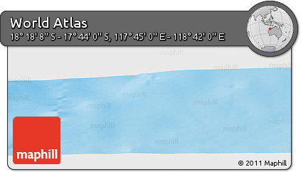 Physical Panoramic Map of the Area around 18° 1' 4" S, 118° 13' 29" E