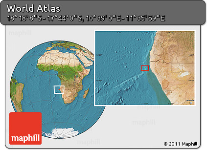 Satellite Location Map of the Area around 18° 1' 4" S, 11° 7' 30" E