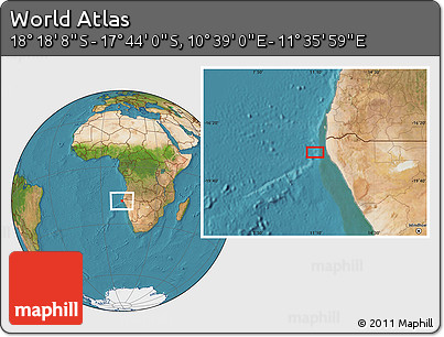 Satellite Location Map of the Area around 18° 1' 4" S, 11° 7' 30" E