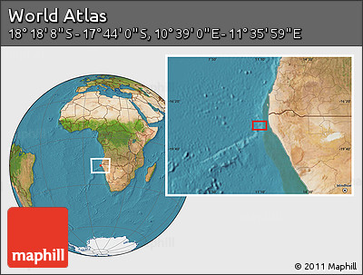 Satellite Location Map of the Area around 18° 1' 4" S, 11° 7' 30" E