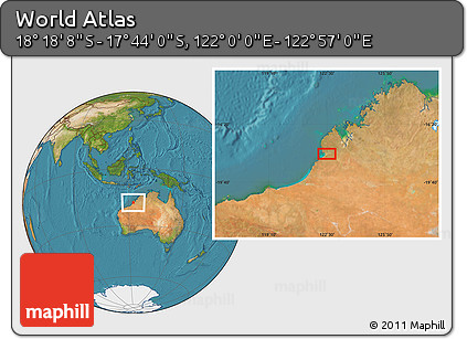 Satellite Location Map of the Area around 18° 1' 4" S, 122° 28' 29" E