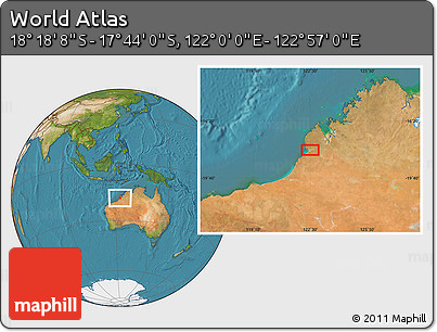 Satellite Location Map of the Area around 18° 1' 4" S, 122° 28' 29" E