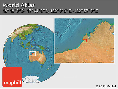 Satellite Location Map of the Area around 18° 1' 4" S, 122° 28' 29" E