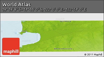 Physical Panoramic Map of the Area around 18° 1' 4" S, 122° 28' 29" E