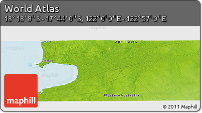 Physical Panoramic Map of the Area around 18° 1' 4" S, 122° 28' 29" E