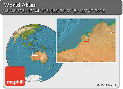 Satellite Location Map of the Area around 18° 1' 4" S, 123° 19' 29" E