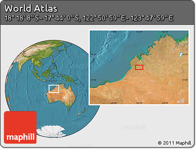 Satellite Location Map of the Area around 18° 1' 4" S, 123° 19' 29" E