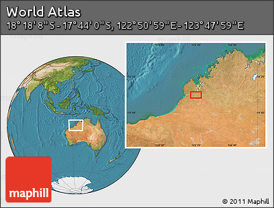 Satellite Location Map of the Area around 18° 1' 4" S, 123° 19' 29" E