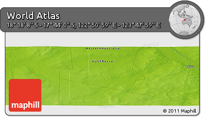 Physical Panoramic Map of the Area around 18° 1' 4" S, 123° 19' 29" E