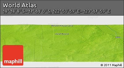 Physical Panoramic Map of the Area around 18° 1' 4" S, 123° 19' 29" E