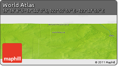 Physical Panoramic Map of the Area around 18° 1' 4" S, 123° 19' 29" E