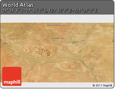 Satellite 3D Map of the Area around 18° 1' 4" S, 124° 10' 30" E