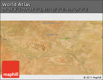 Satellite 3D Map of the Area around 18° 1' 4" S, 124° 10' 30" E