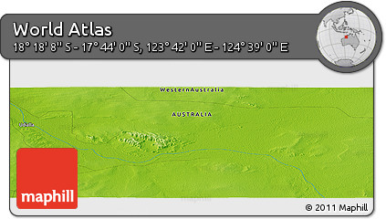 Physical Panoramic Map of the Area around 18° 1' 4" S, 124° 10' 30" E