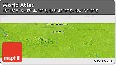 Physical Panoramic Map of the Area around 18° 1' 4" S, 124° 10' 30" E