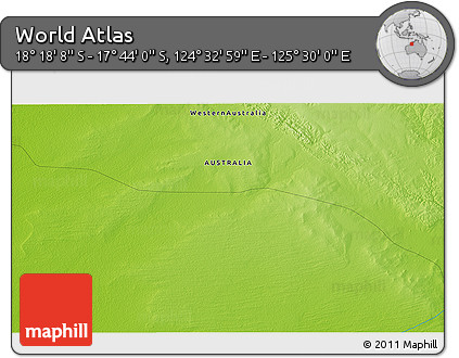Physical 3D Map of the Area around 18° 1' 4" S, 125° 1' 30" E