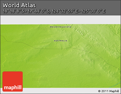 Physical 3D Map of the Area around 18° 1' 4" S, 125° 1' 30" E