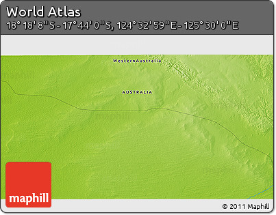 Physical 3D Map of the Area around 18° 1' 4" S, 125° 1' 30" E