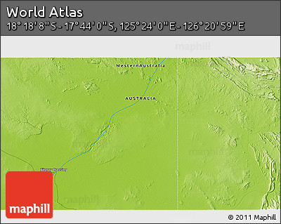 Physical 3D Map of the Area around 18° 1' 4" S, 125° 52' 30" E