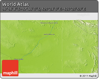 Physical 3D Map of the Area around 18° 1' 4" S, 125° 52' 30" E