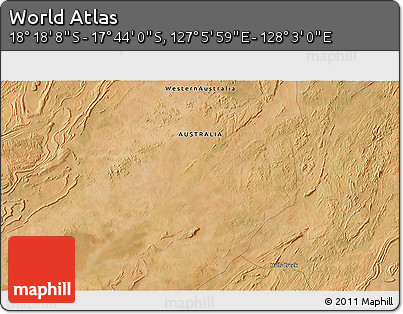 Satellite 3D Map of the Area around 18° 1' 4" S, 127° 34' 30" E