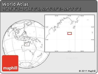 Blank Location Map of the Area around 18° 1' 4" S, 127° 34' 30" E