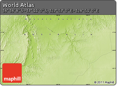 Physical Map of the Area around 18° 1' 4" S, 128° 25' 30" E
