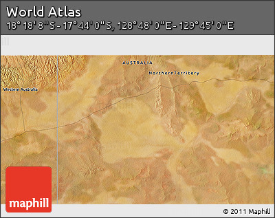 Satellite 3D Map of the Area around 18° 1' 4" S, 129° 16' 30" E