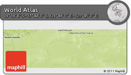 Physical Panoramic Map of the Area around 18° 1' 4" S, 129° 16' 30" E