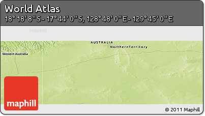 Physical Panoramic Map of the Area around 18° 1' 4" S, 129° 16' 30" E