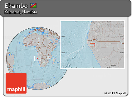 Gray Location Map of Ekambo, hill shading