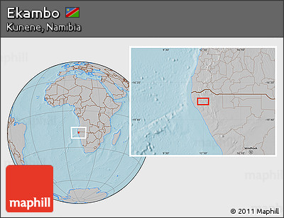Gray Location Map of Ekambo, hill shading