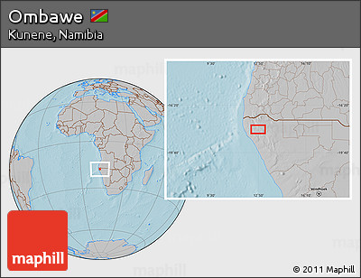 Gray Location Map of Ombawe, hill shading