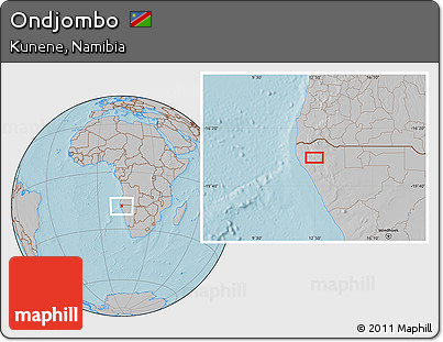 Gray Location Map of Ondjombo, hill shading