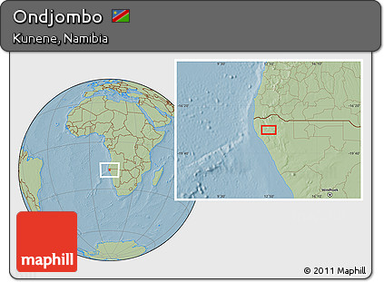Savanna Style Location Map of Ondjombo, hill shading