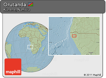 Savanna Style Location Map of Orutanda, hill shading