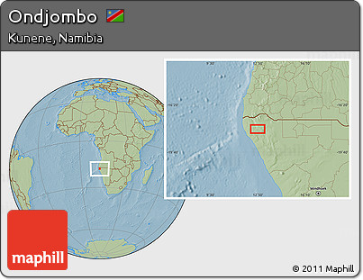 Savanna Style Location Map of Ondjombo, hill shading