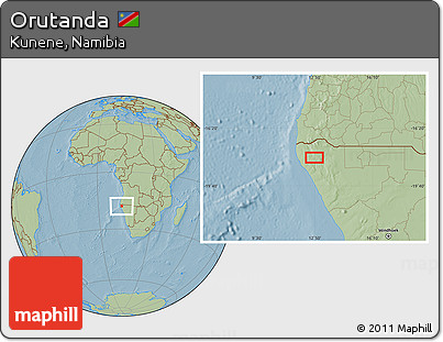 Savanna Style Location Map of Orutanda, hill shading