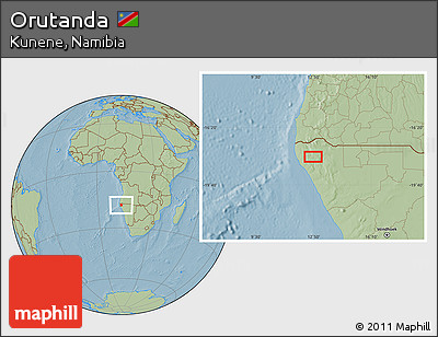 Savanna Style Location Map of Orutanda, hill shading