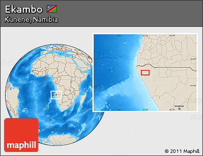 Shaded Relief Location Map of Ekambo