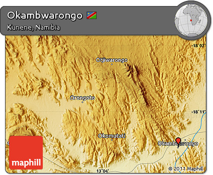 Physical Map of Okambwarongo