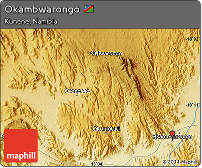 Physical Map of Okambwarongo