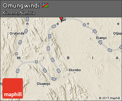 Shaded Relief Map of Omungwindi