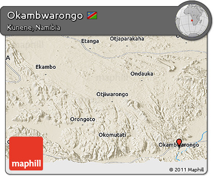 Shaded Relief Panoramic Map of Okambwarongo