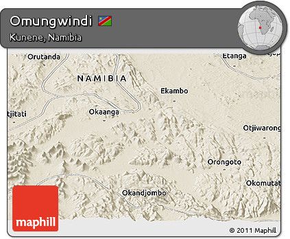Shaded Relief Panoramic Map of Omungwindi