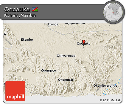 Shaded Relief Panoramic Map of Ondauka